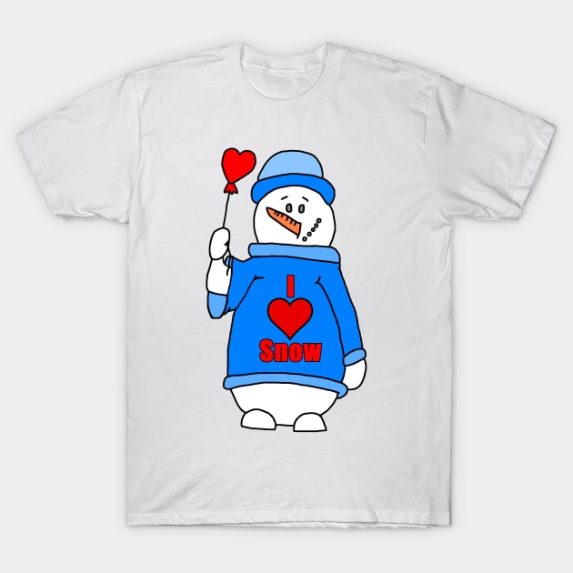 I Love Snow Snowman T-Shirt by imphavok